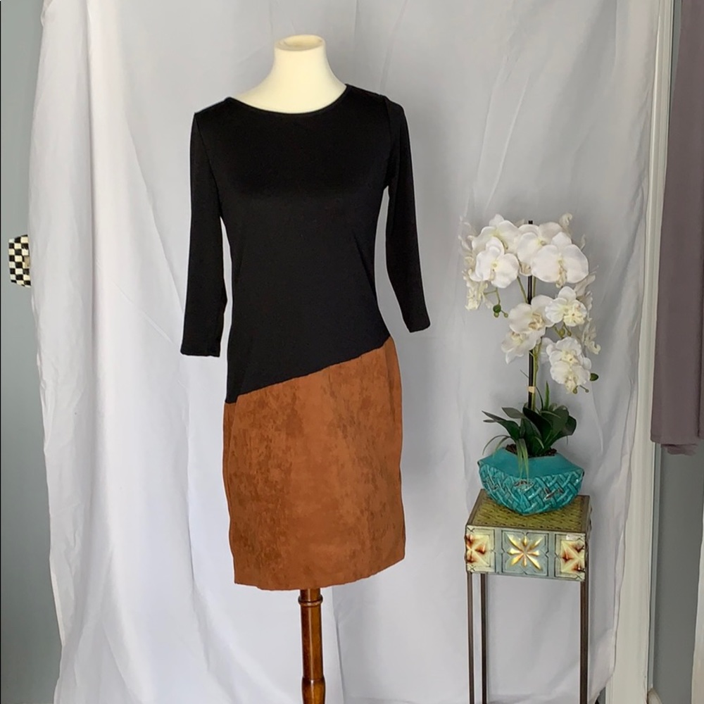 Dress Barn size 6 black and suede casual dress